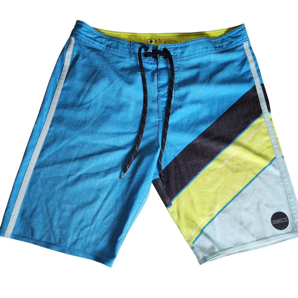 O'Neill Jordy Freak Boardshorts Mens 32 Blue Lime Green Medium